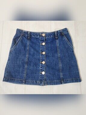 Forever 21 Button Down Denim Jean Mini Skirt Size 29